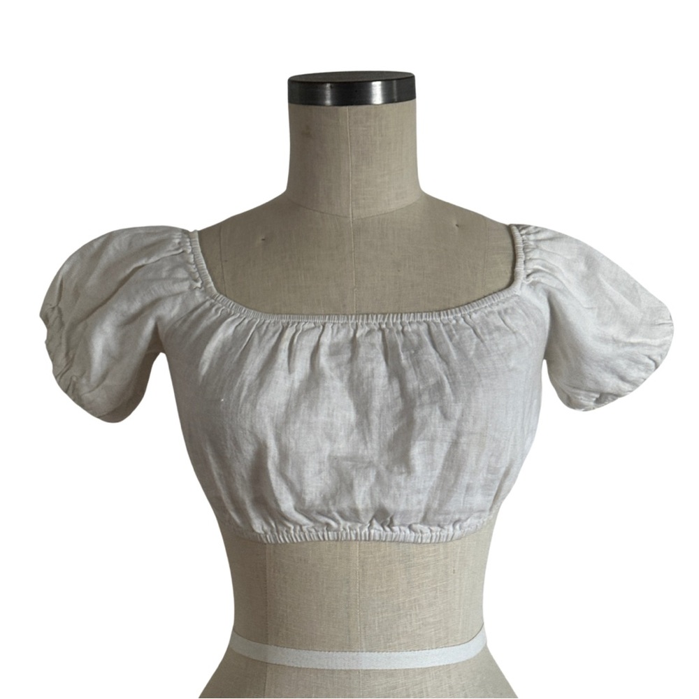 Reformation White Puff Sleeve Off-Shoulder Crop Top - size S